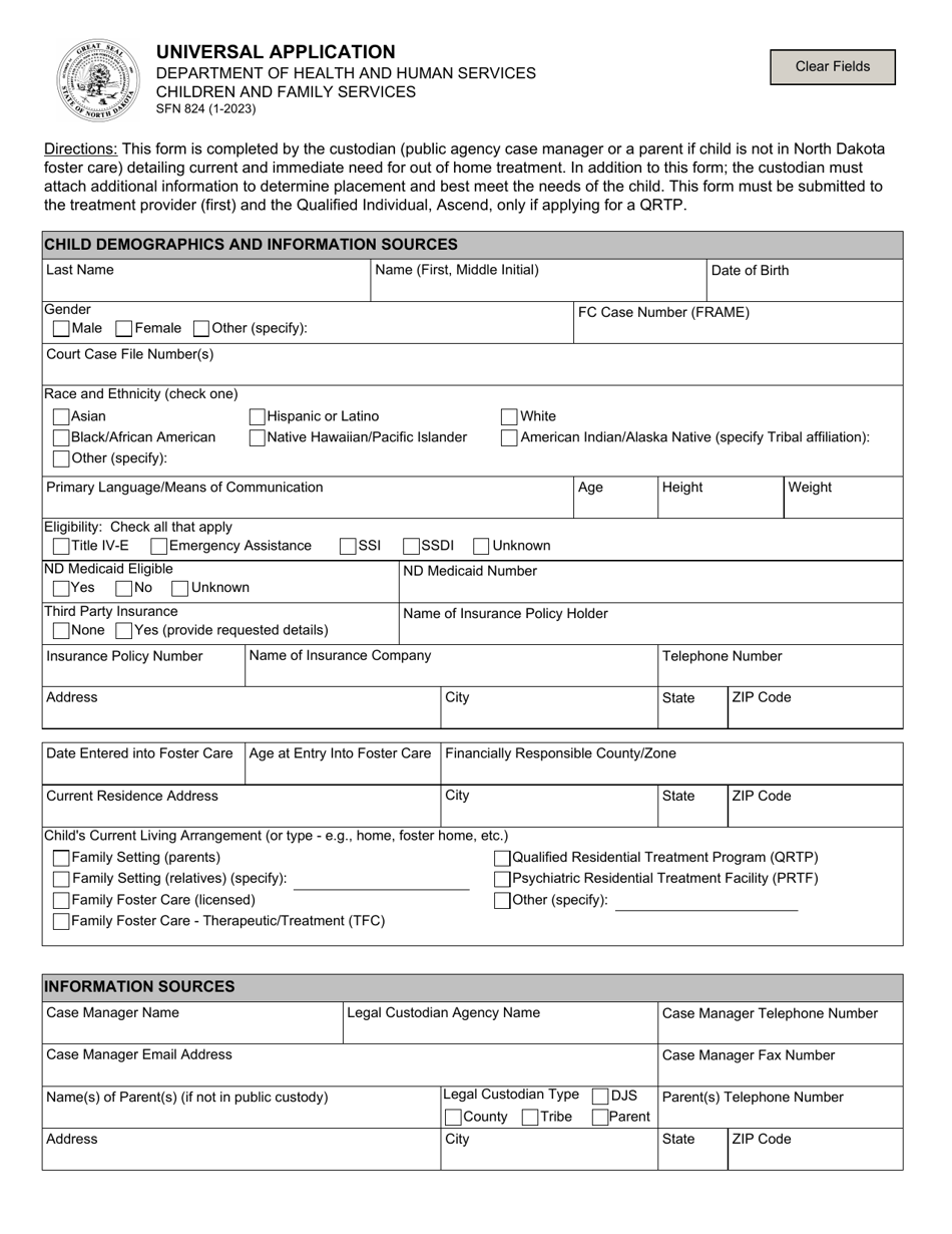 Form SFN824 - Fill Out, Sign Online and Download Fillable PDF, North ...