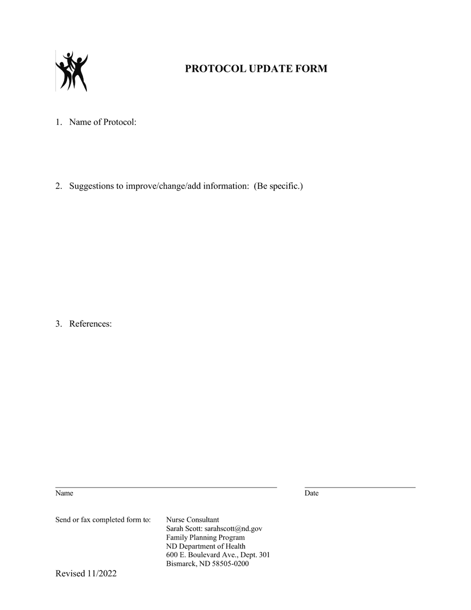 Protocol Update Form - North Dakota, Page 1