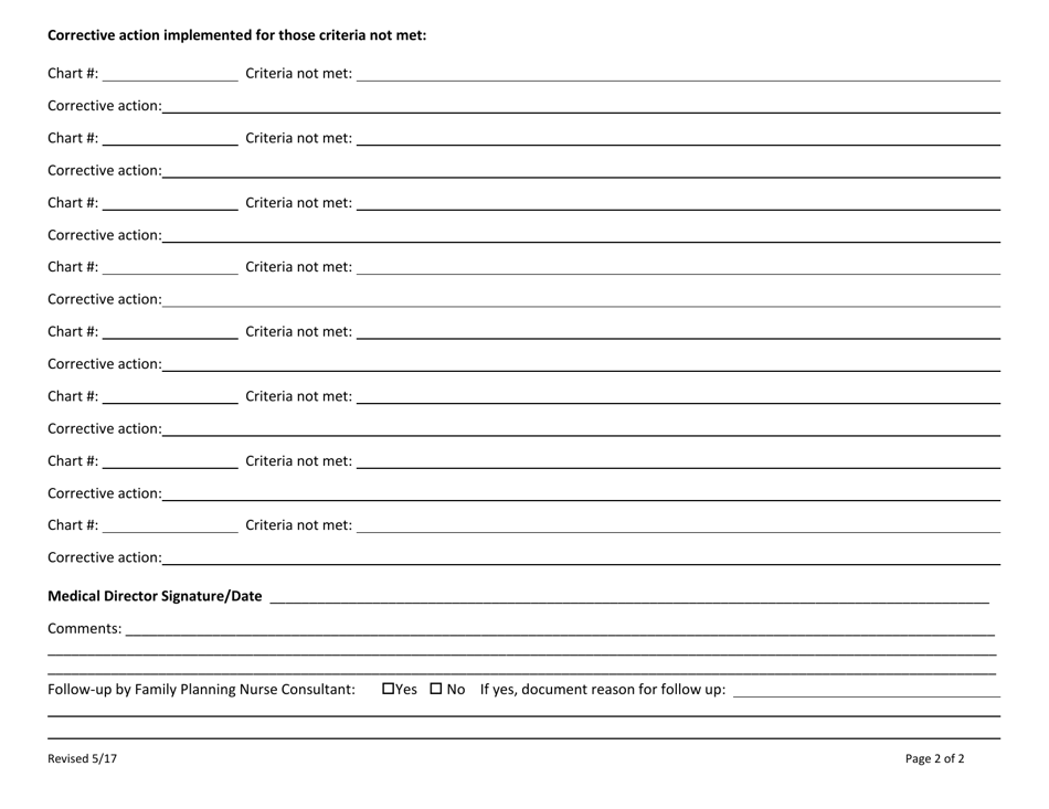 Chart Review / Audit - Family Planning Program - North Dakota, Page 2