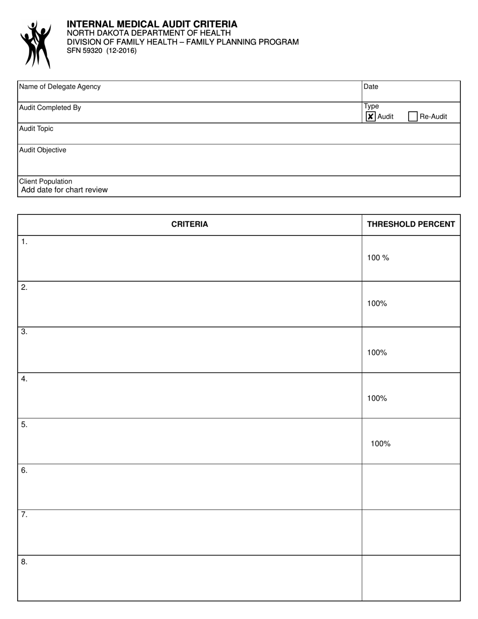 Form SFN59320 Internal Medical Audit Criteria - North Dakota, Page 1