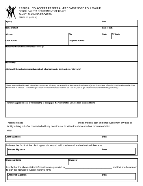 Form SFN59153  Printable Pdf