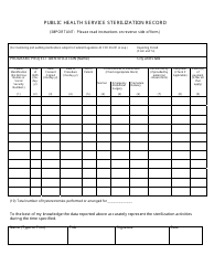 Public Health Service Sterilization Record - North Dakota