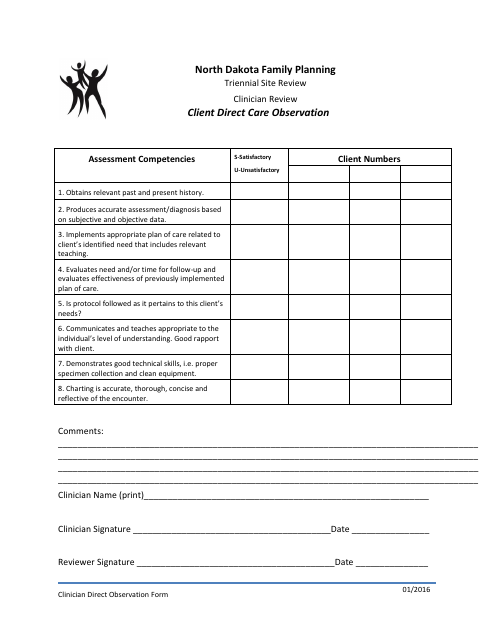 Clinician Review - Client Direct Care Observation - North Dakota Download Pdf