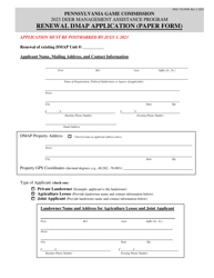 Document preview: Form PGC-710-WM Renewal Dmap Application - Deer Management Assistance Program - Pennsylvania, 2023