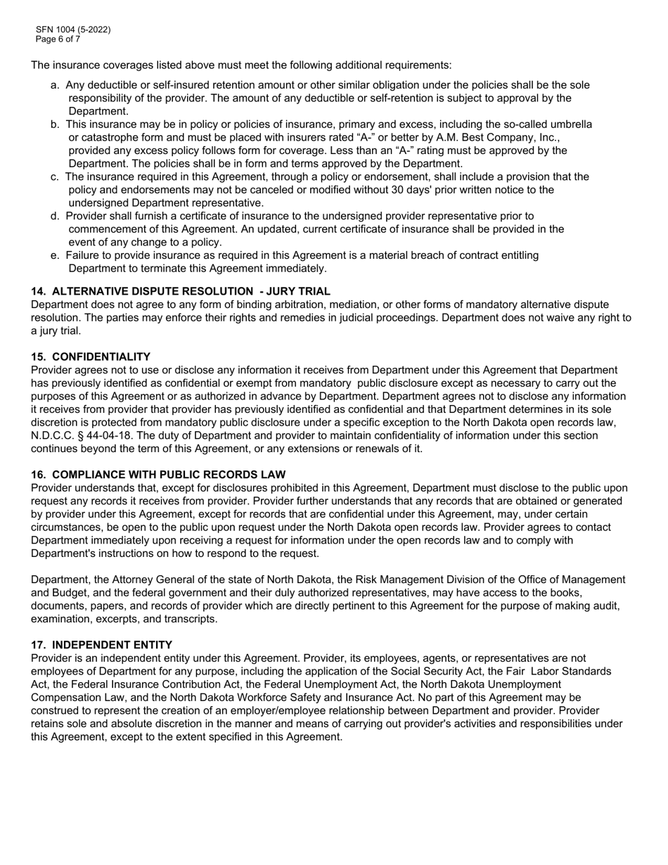 Form SFN1004 Recovery Housing Assistance Program Provider Application - North Dakota, Page 6