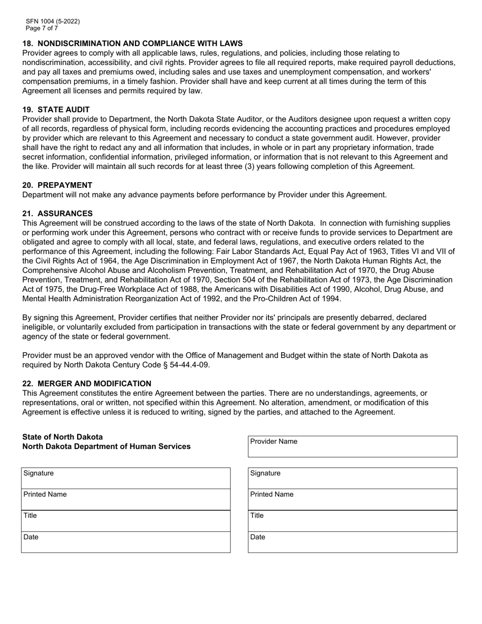 Form SFN1004 - Fill Out, Sign Online and Download Fillable PDF, North ...