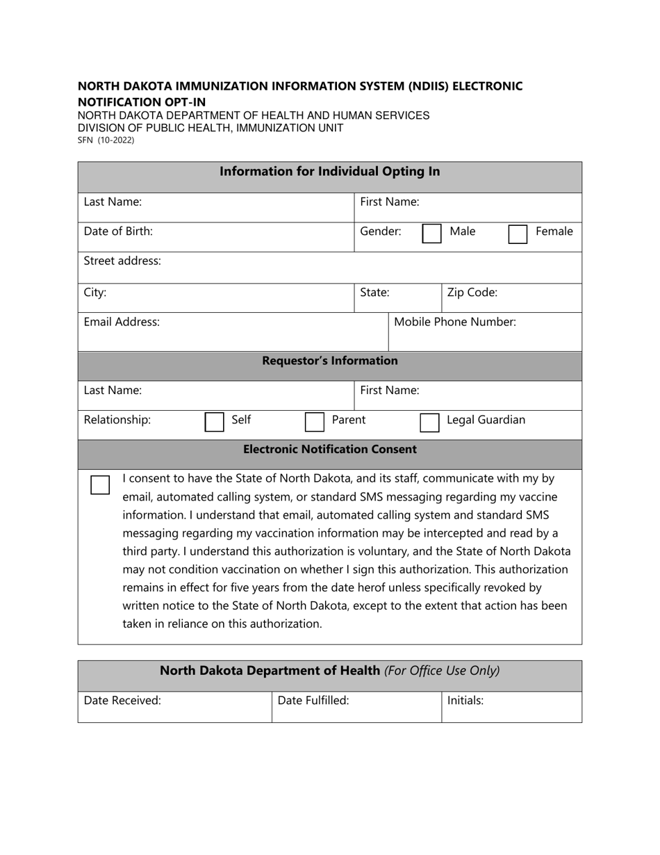 North Dakota Immunization Information System (Ndiis) Electronic Notification Opt-In - North Dakota, Page 2