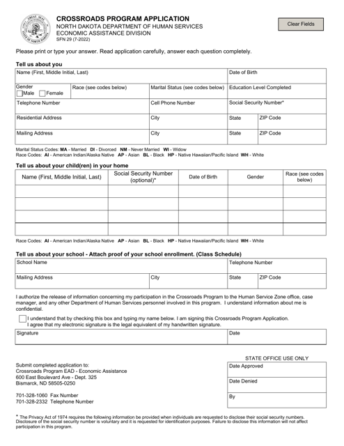 Form SFN29  Printable Pdf