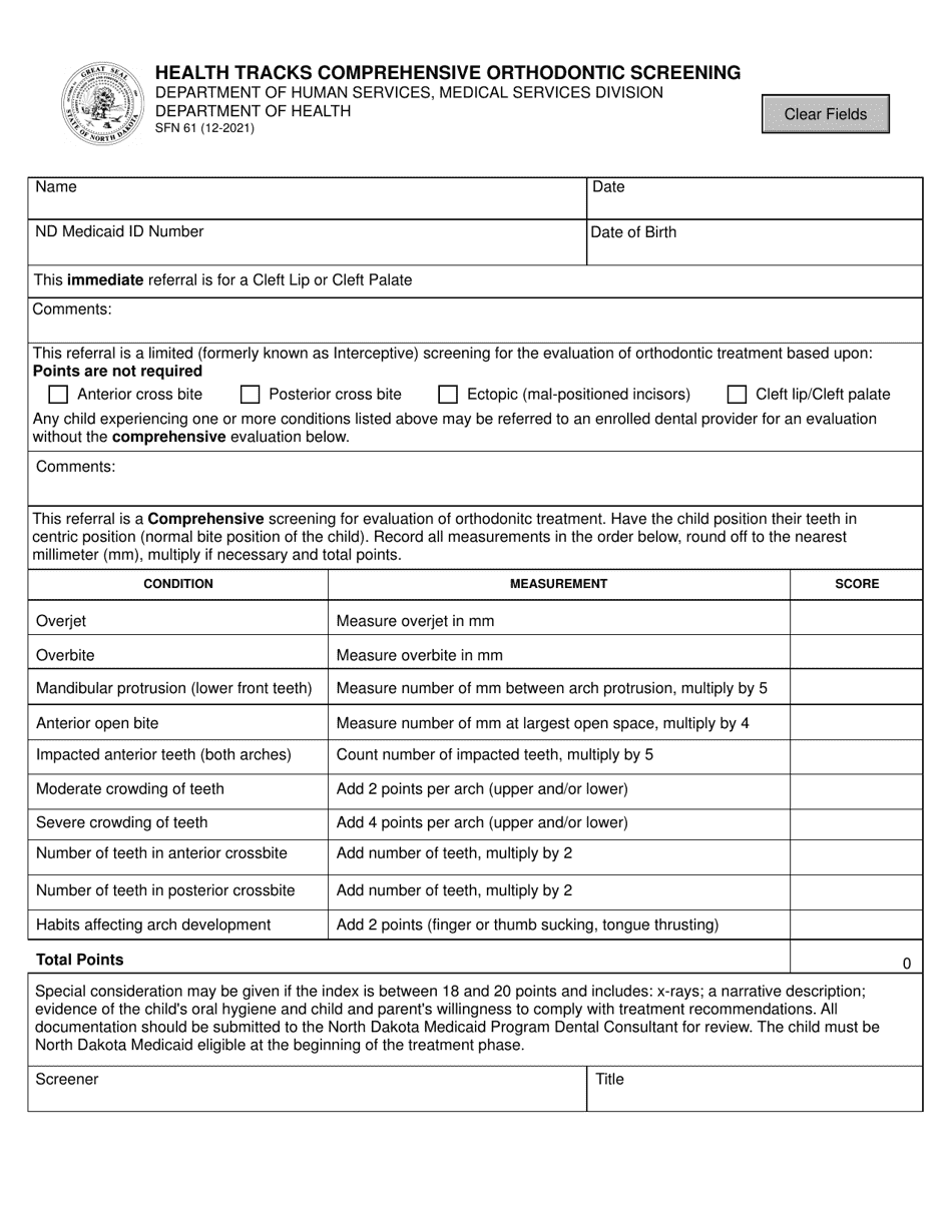 Form Sfn61 Fill Out Sign Online And Download Fillable Pdf North Dakota Templateroller 7779