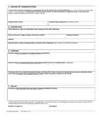 Application for Permit to Import a Live Wild Animal - Manitoba, Canada, Page 2