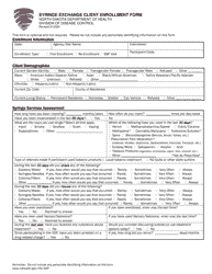 Syringe Exchange Client Enrollment Form - North Dakota