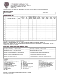 Document preview: Syringe Services Log Form - North Dakota