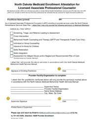 Document preview: Medicaid Enrollment Attestation for Licensed Associate Professional Counselor - North Dakota