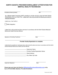 Document preview: Provider Enrollment Attestation for Licensed Mental Health Technician - North Dakota