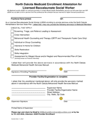 Document preview: Medicaid Enrollment Attestation for Licensed Baccalaureate Social Worker - North Dakota