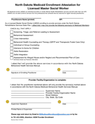 Document preview: Medicaid Enrollment Attestation for Licensed Master Social Worker - North Dakota