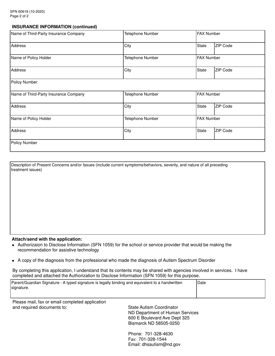 Form SFN60618 - Fill Out, Sign Online and Download Fillable PDF, North ...