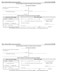 Document preview: Form CCTR0001 Minor Traffic Offense Sentencing Order - Cook County, Illinois