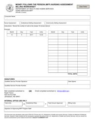 Document preview: Form SFN692 Money Follows the Person (Mfp) Nursing Assessment Billing Worksheet - North Dakota