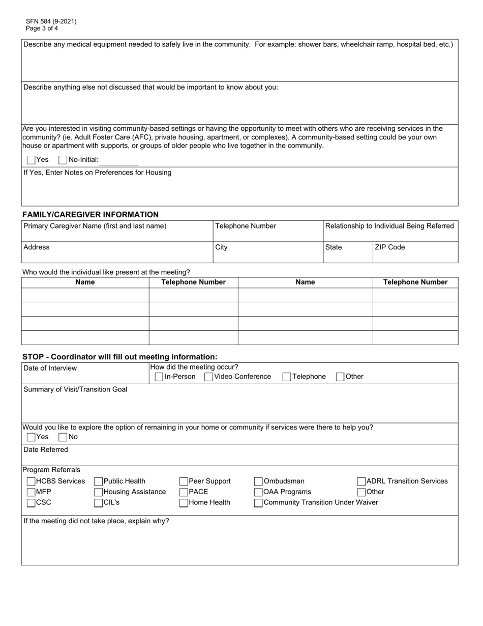 Form SFN584 Skilled Care Referral for Long-Term Services and Supports (Ltss) - North Dakota, Page 3