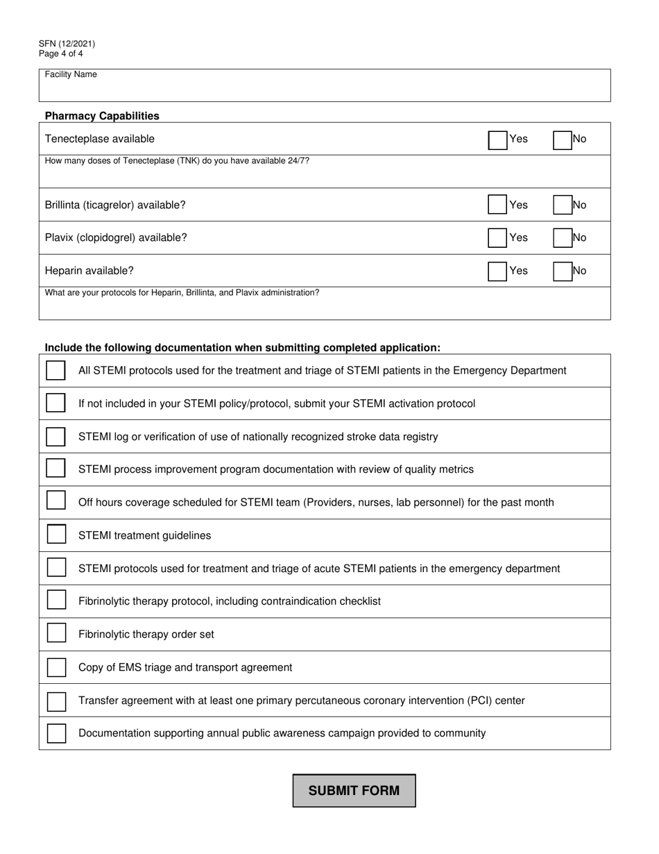 Acute Cardiac Ready Hospital Designation Application - North Dakota, Page 4