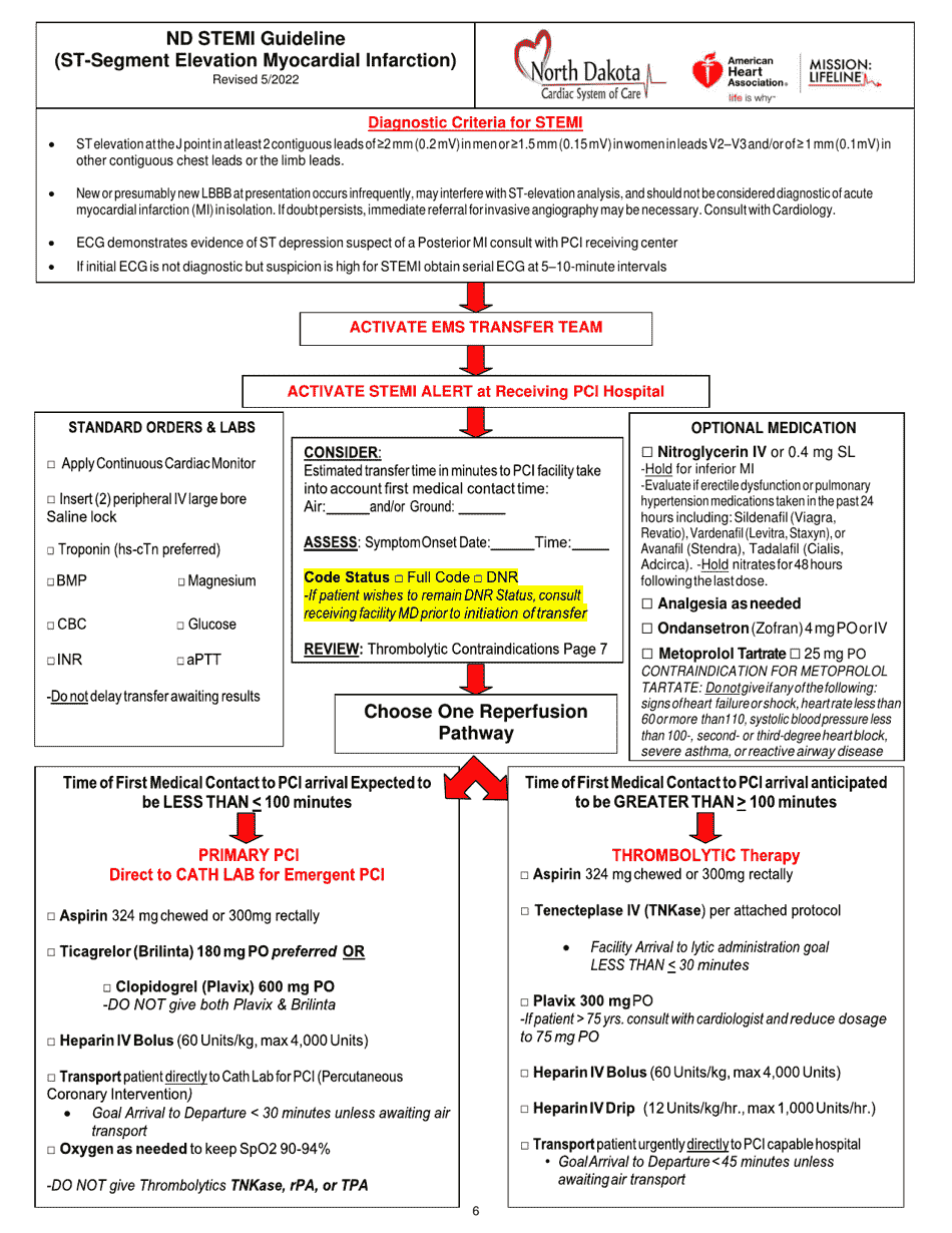 North Dakota Cardiac System: St-Segment Elevation Myocardial Infarction (Stemi), Non-st-Elevation Myocardial Infarction (Nstemi), and Acute Coronary Syndrome (Acs) Guide - North Dakota, Page 6