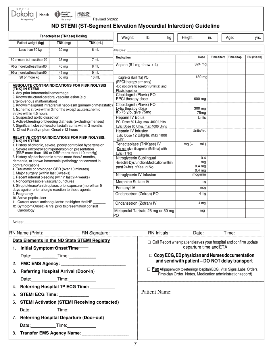 North Dakota Cardiac System: St-Segment Elevation Myocardial Infarction (Stemi), Non-st-Elevation Myocardial Infarction (Nstemi), and Acute Coronary Syndrome (Acs) Guide - North Dakota, Page 7