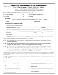 Document preview: Form CF-05 Candidate or Committee Claim of Exemption From Filing Campaign Financial Disclosure Reports - New York