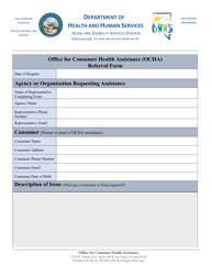 Document preview: Office for Consumer Health Assistance (Ocha) Referral Form - Nevada