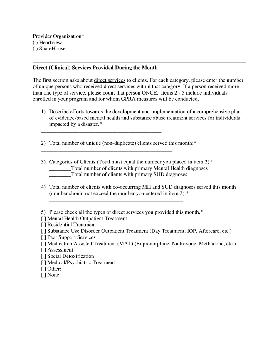 Monthly Reporting Form for North Dakotas Disaster Response Grant - North Dakota, Page 2