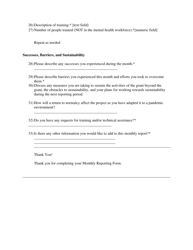Monthly Reporting Form for North Dakota&#039;s Disaster Response Grant - North Dakota, Page 5
