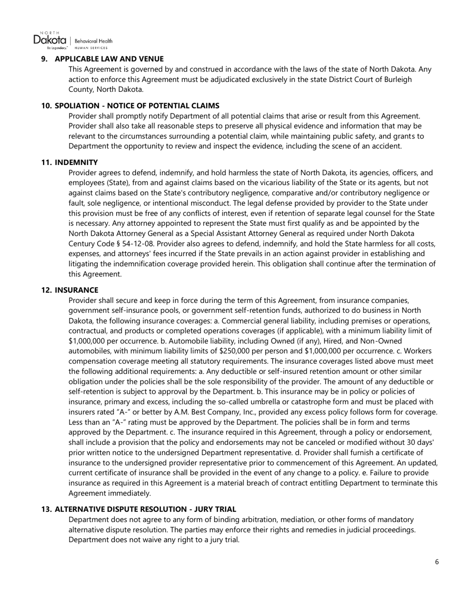 Disaster Response State Grant Mental Health Services Program Application - North Dakota, Page 6
