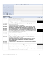 Veterinary Supplier Facility Inspection Form - Nevada, Page 2