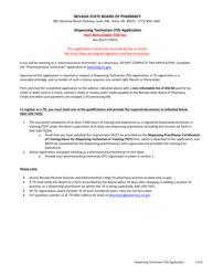 Document preview: Dispensing Technician (Td) Application - Nevada