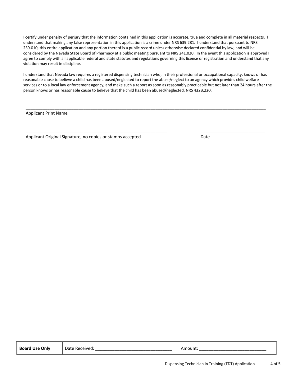 Dispensing Technician in Training (Tdt) Application - Nevada, Page 4