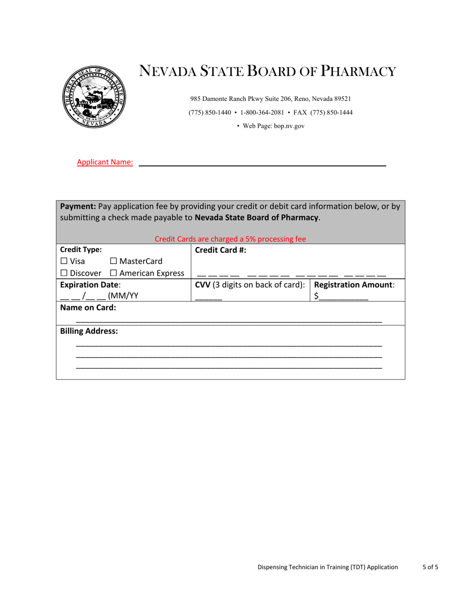 Dispensing Technician in Training (Tdt) Application - Nevada, Page 5