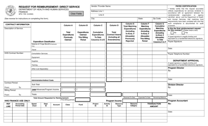 Form SFN1763 Request for Reimbursement - Direct Service - North Dakota