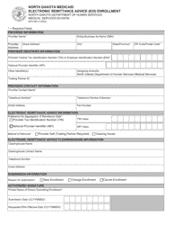 Form SFN583 North Dakota Medicaid Electronic Remittance Advice (835) Enrollment - North Dakota