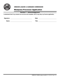 Form MJ17-3020 Marijuana Processor Application - Oregon, Page 5
