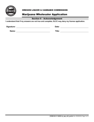 Form MJ17-4020 Marijuana Wholesaler Application - Oregon, Page 4