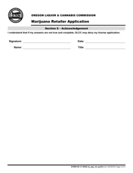Form MJ17-5020 Marijuana Retailer Application - Oregon, Page 4
