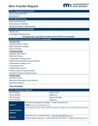 Document preview: Form 0802-02.3X Wire Transfer Request - Minnesota