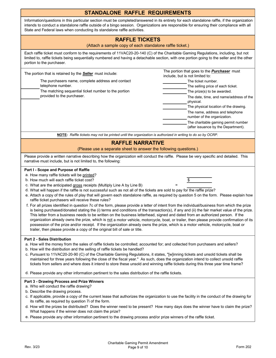 Form 202 Download Printable PDF or Fill Online Charitable Gaming Permit ...