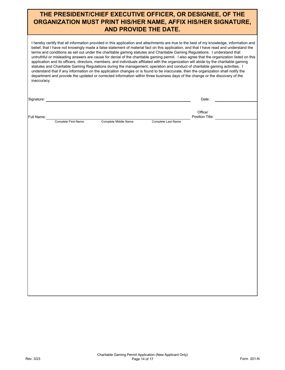 Form 201-N Charitable Gaming Permit Application (New Applicant Only) - Virginia, Page 14