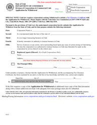Document preview: Application for Withdrawal - Utah