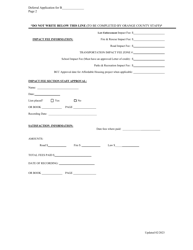 Commercial Deferred Impact Fee Application - Orange County, Florida, Page 2