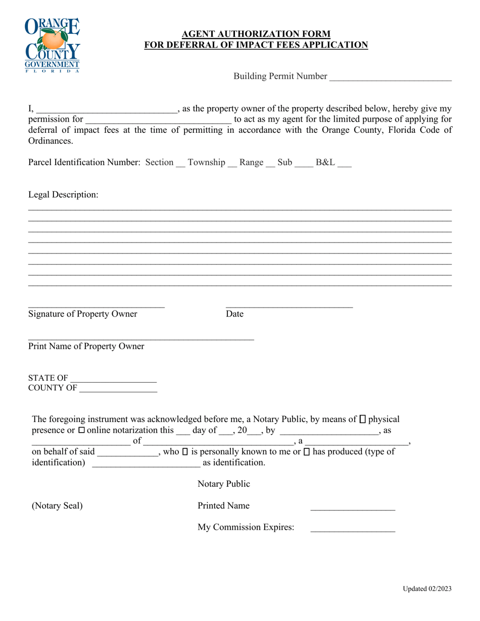 Residential Deferred Impact Fee Application - Orange County, Florida, Page 2
