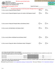 Document preview: Business Trust Amendment Form - Utah