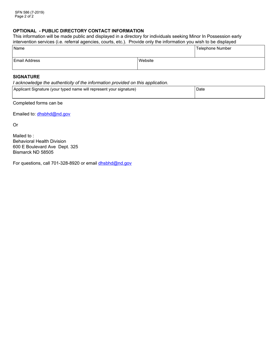 Form SFN586 Application for Minor in Possession (Mip) Instructor Certification and Recertification - North Dakota, Page 2