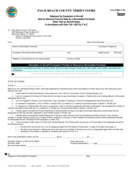 Document preview: Form FAMO2-102 Statement for Exemption of Aircraft Sold for Removal From the State by a Nonresident Purchaser Other Than an Aircraft Dealer in Accordance With Rule 12a-1.007(10), F.a.c. - Palm Beach County, Florida